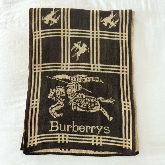 Burberry Burberrys Vintage Cashmere Prorsum Knit Equestrian Brown Scarf - Picture 2 of 5